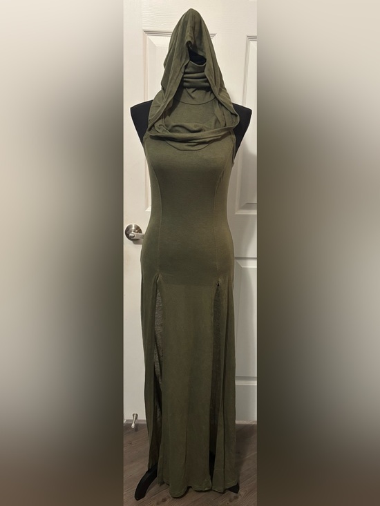 Dolls Kill Dresses & Skirts - Dolls Kill / Darker Wavs Green Echo Hooded Slit Maxi Dress